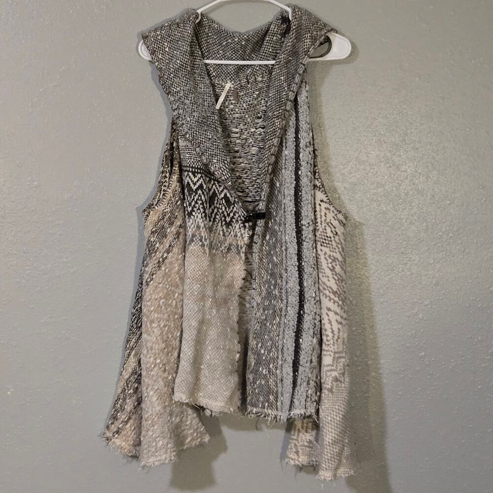 Free People In Your Arms Open Cardigan Knit Vest Wool Blend Boho Draped Size L